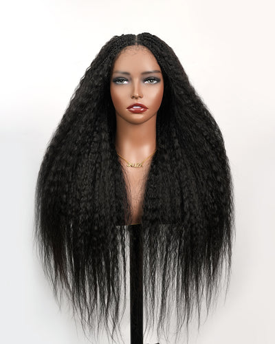Makeda -  Kinky Straight Virgin Human Hair Ultra Full Boho Box Braided Wig