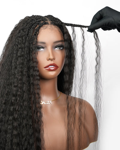 Makeda -  Kinky Straight Virgin Human Hair Ultra Full Boho Box Braided Wig