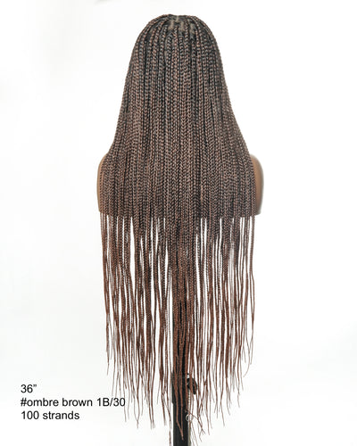 Kora - Pre Bleached Human Hair Lace Lightweight Knotless Swiss HD Lace Box Braided Wig 100 Strands
