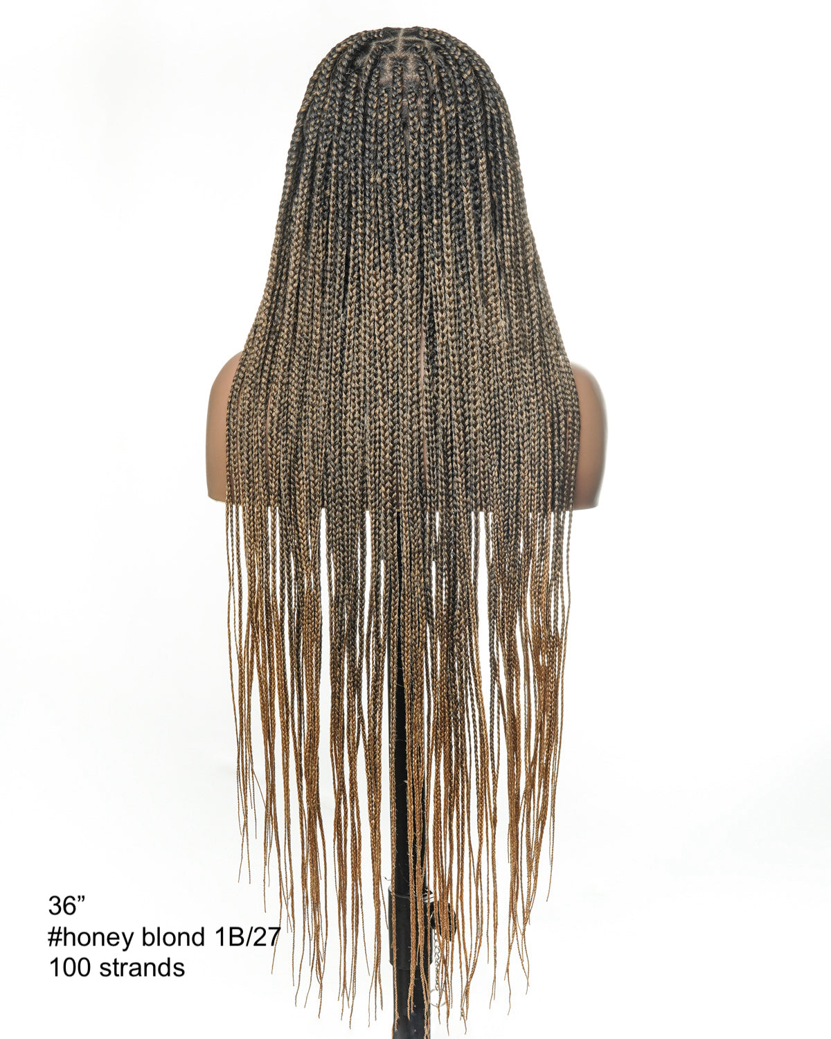 36" Pre Bleached Human Hair Swiss HD Lace Lightweight Knotless Box Braided Wig 100 Strands