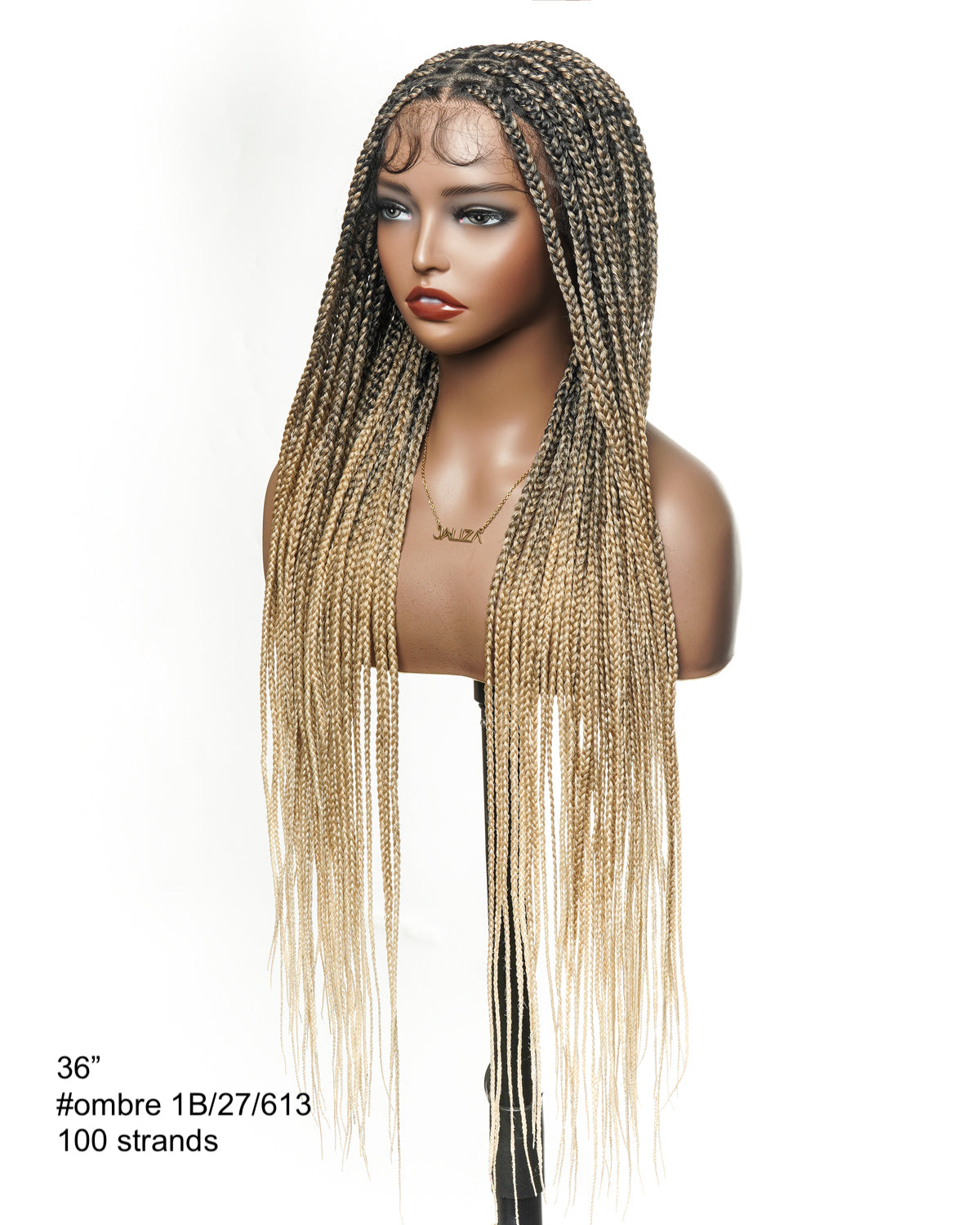 36" Pre Bleached Human Hair Swiss HD Lace Lightweight Knotless Box Braided Wig 100 Strands