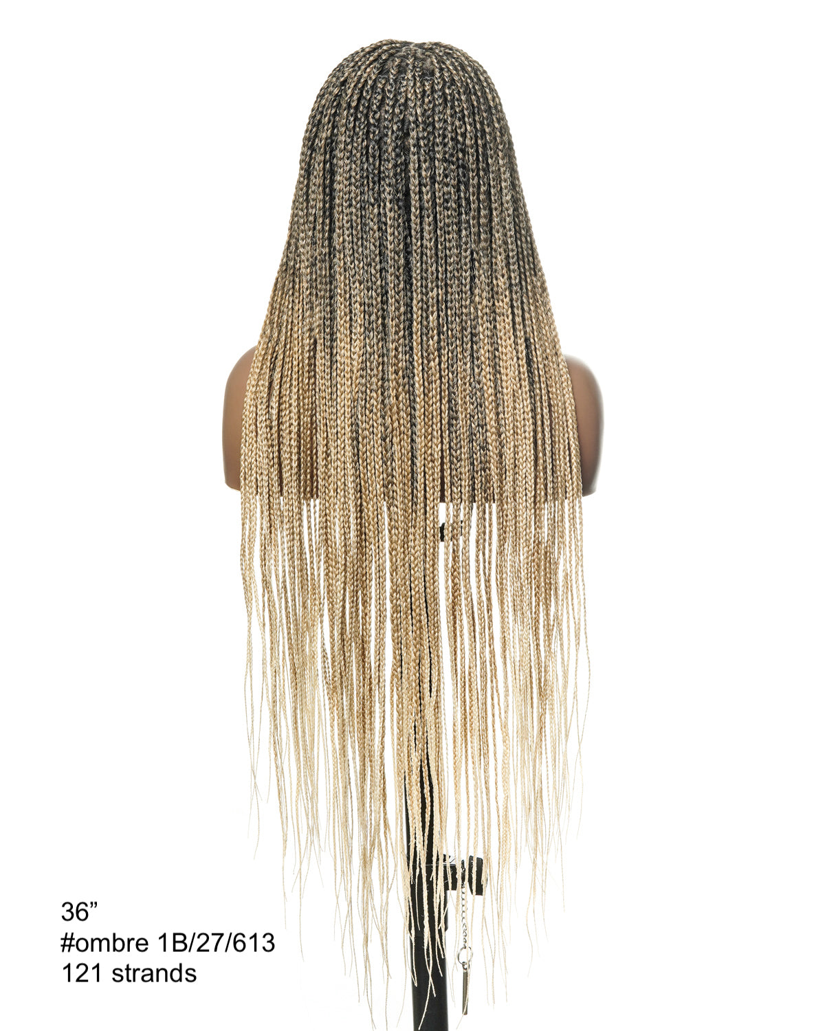36" Pre Bleached Human Hair Swiss HD Lace Lightweight Knotless Box Braided Wig 100 Strands