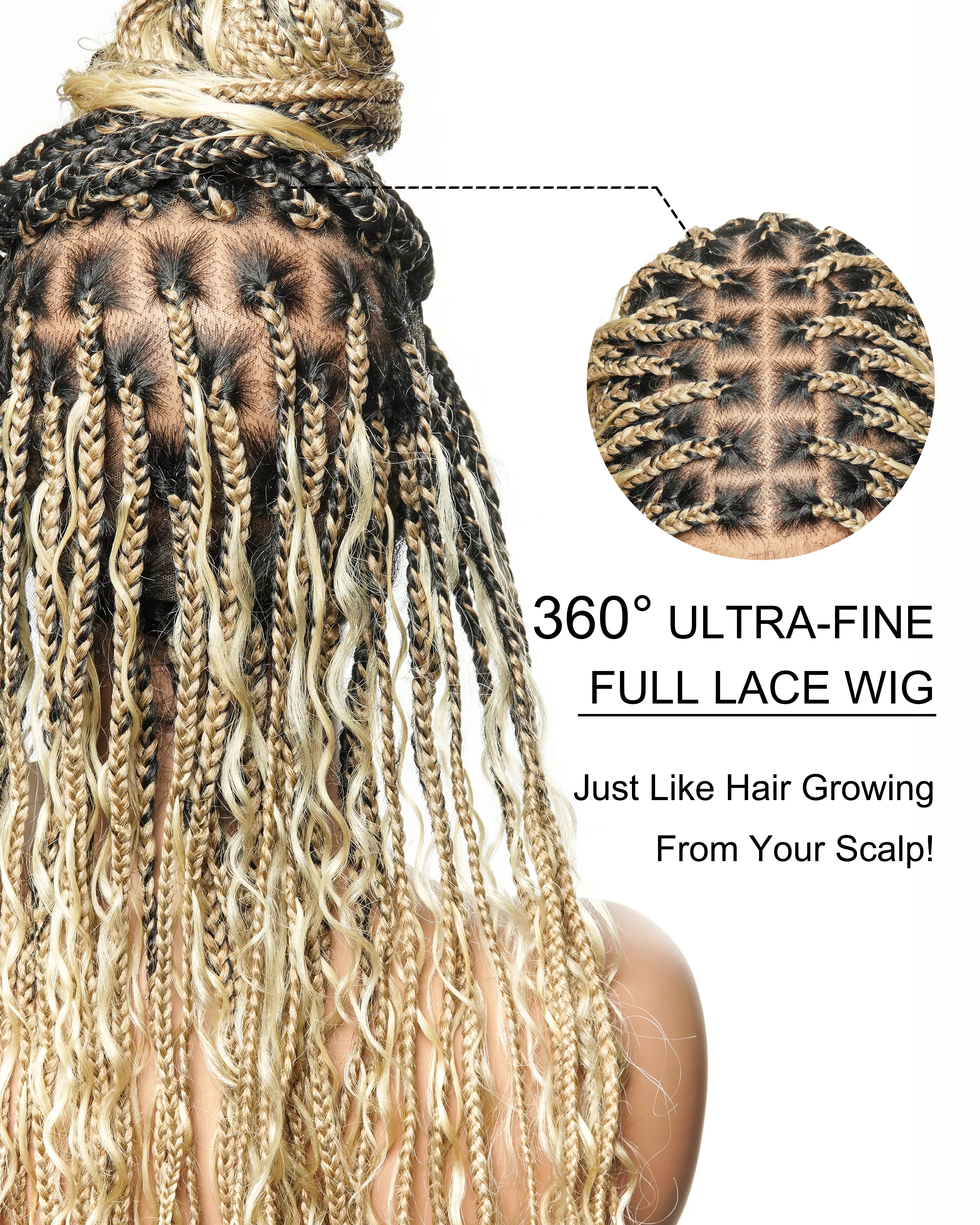 Essential Choice - Small Head Exclusive Boho Braided Wig (Small Cap Size for Petite Head)