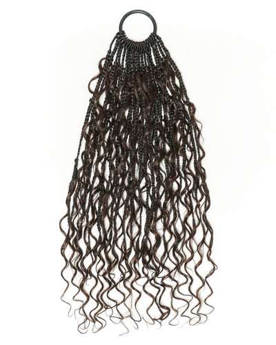 18" Dark Brown Human Hair Deep Wave Crochet Boho Braids 100 Strands/Pack