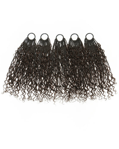 18" Dark Brown Human Hair Deep Wave Crochet Boho Braids 100 Strands/Pack
