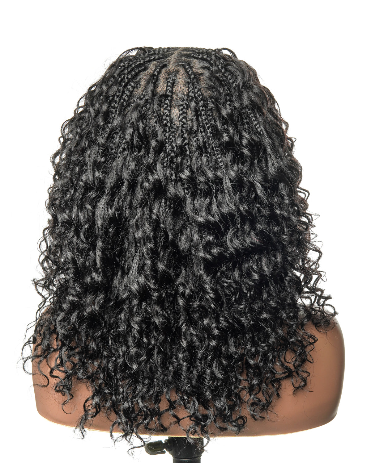 Kiki - Pre Bleached Human Hair Deep Wave Curls Pre Bleached Knotless Swiss HD Full Lace Boho Box Braided Wig