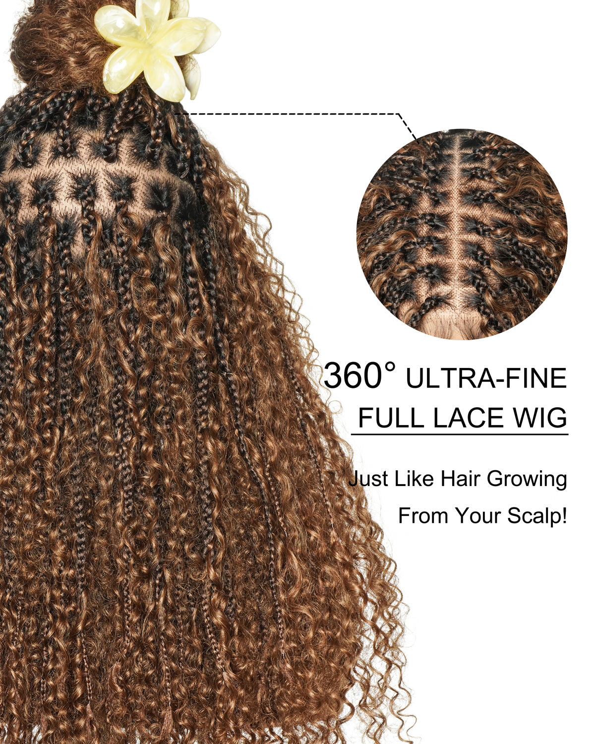 Lulu - Small Head Friendly Glueless Curly Boho Braided Wig (Small Cap Size for Petite Head)