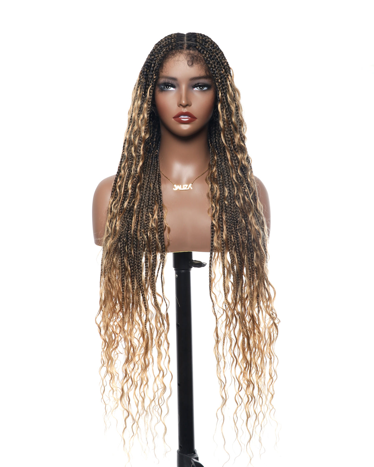 Kiki -  36"  Pre Bleached Swiss HD Lace Boho Box Braided Wig