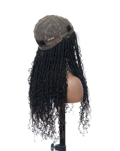 Salon-Level Knotless Boho Style Silky Soft Locs 28" HD Full Lace Human Hair Boho Curls 100 Strands Wig