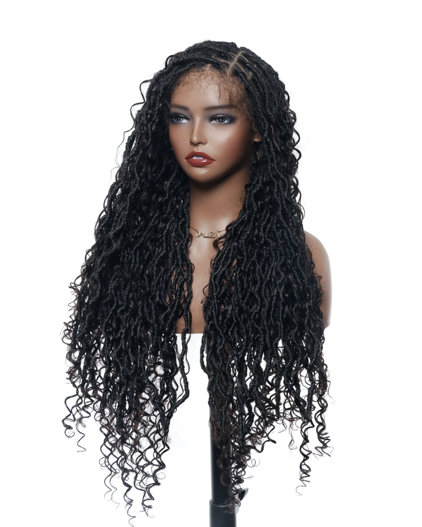 Salon-level Knotless Boho Locs Swiss HD Full Lace Human Hair Boho Curls Locs Wig