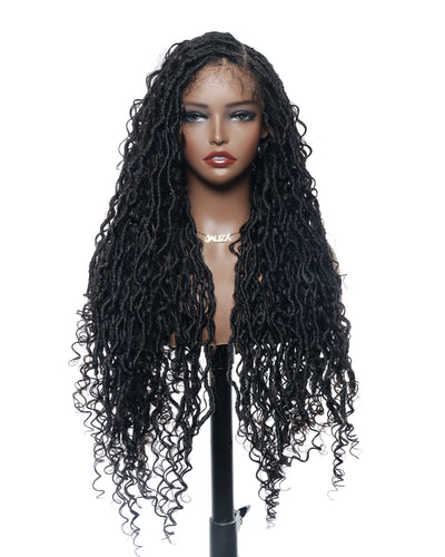 Salon-level Knotless Boho Locs Swiss HD Full Lace Human Hair Boho Curls Locs Wig