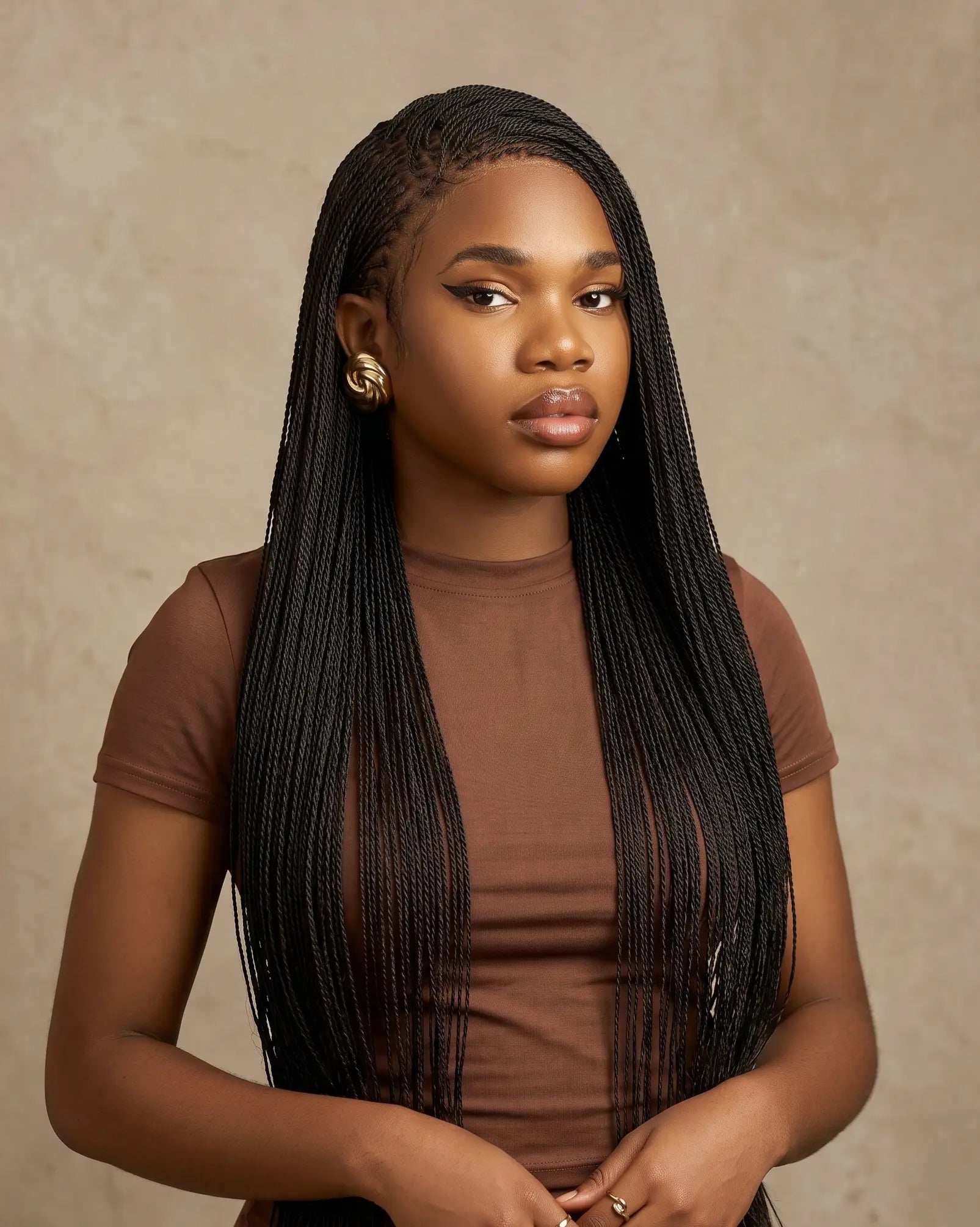 Mica - Micro Senegalese Twist Pre Bleached Swiss HD Full Lace Knotless Braids Wig 799 Strands