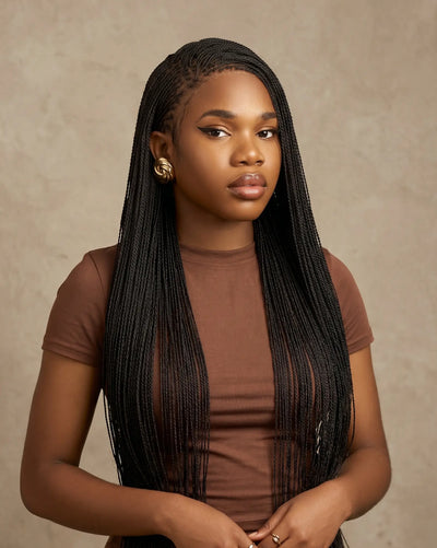 Mica - Micro Senegalese Twist Pre Bleached Swiss HD Full Lace Knotless Braids Wig 799 Strands