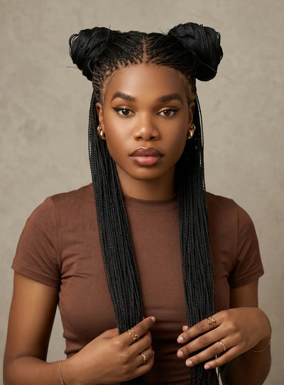 Mica - Micro Senegalese Twist Pre Bleached Swiss HD Full Lace Knotless Braids Wig 799 Strands