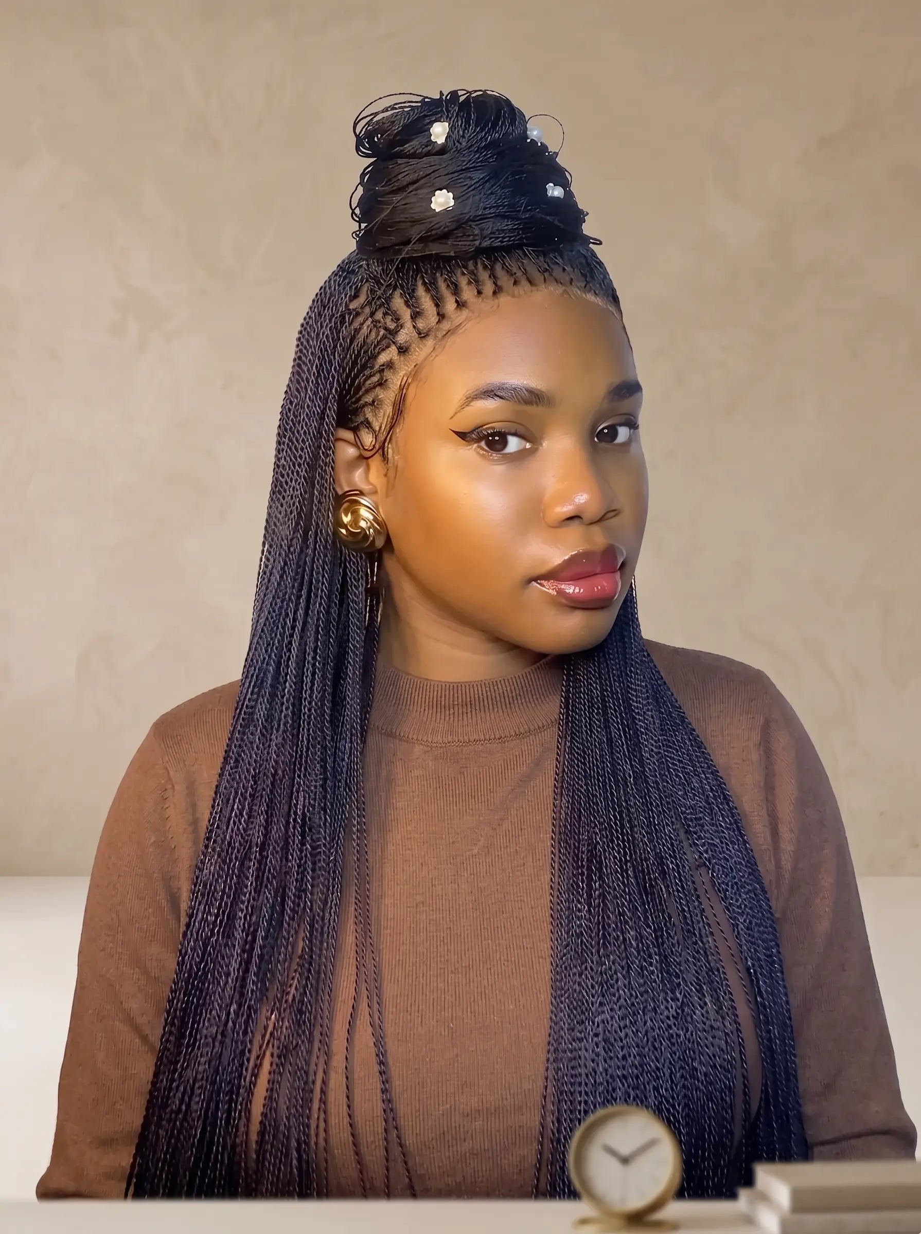 Mica - Micro Senegalese Twist Pre Bleached Swiss HD Full Lace Knotless Braids Wig 799 Strands
