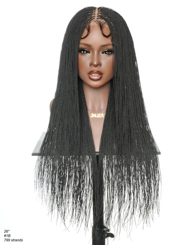 Mica - Micro Senegalese Twist Pre Bleached Swiss HD Full Lace Knotless Braids Wig 799 Strands