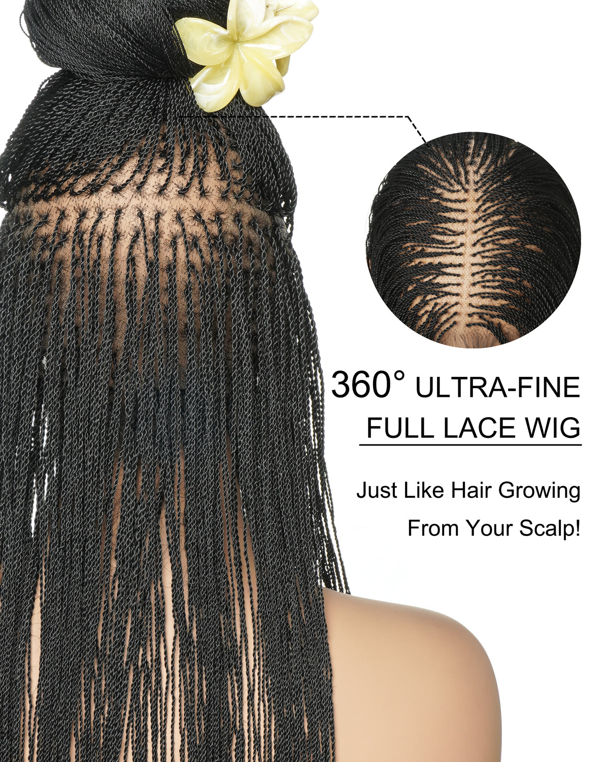 Mica - Micro Senegalese Twist Pre Bleached Swiss HD Full Lace Knotless Braids Wig 799 Strands