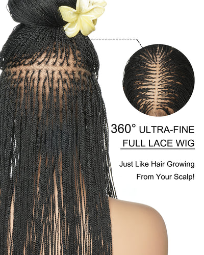 Mica - Micro Senegalese Twist Pre Bleached Swiss HD Full Lace Knotless Braids Wig 799 Strands