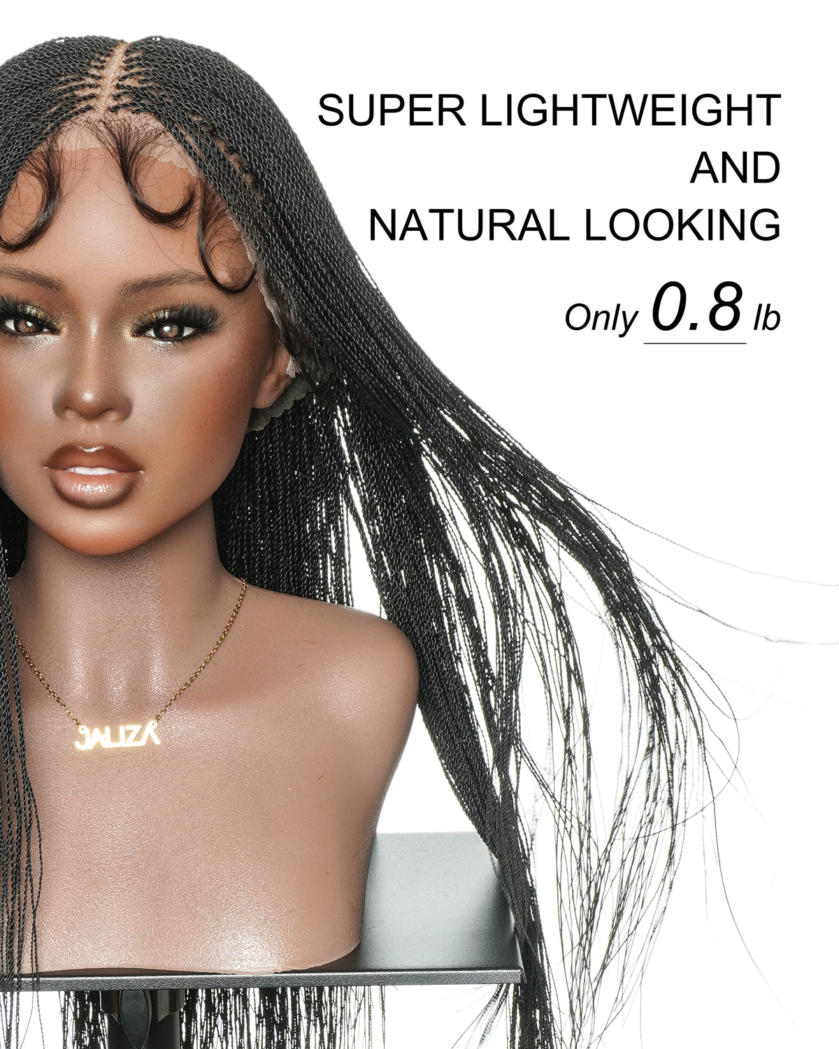 Mica - Micro Senegalese Twist Pre Bleached Swiss HD Full Lace Knotless Braids Wig 799 Strands