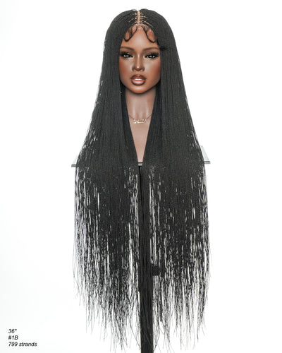 Mica - Micro Senegalese Twist Pre Bleached Swiss HD Full Lace Knotless Braids Wig 799 Strands