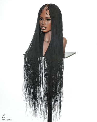 Mica - Micro Senegalese Twist Pre Bleached Swiss HD Full Lace Knotless Braids Wig 799 Strands