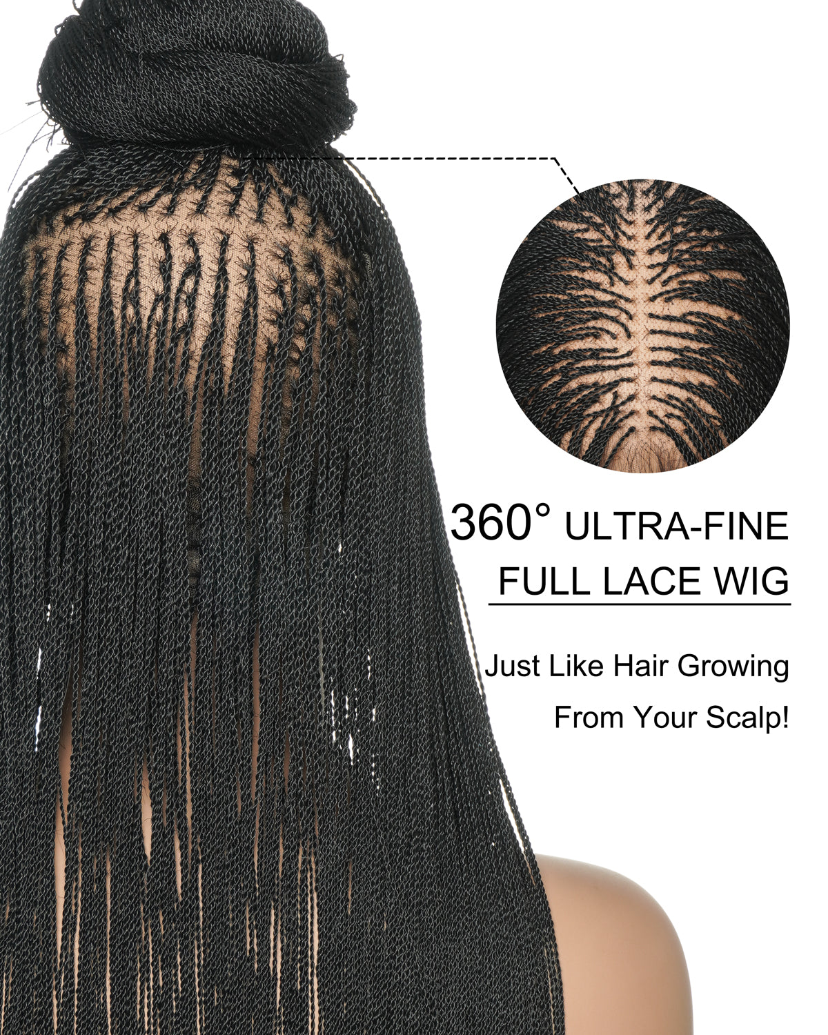 Mica - Micro Senegalese Twist Pre Bleached Swiss HD Full Lace Knotless Braids Wig 799 Strands