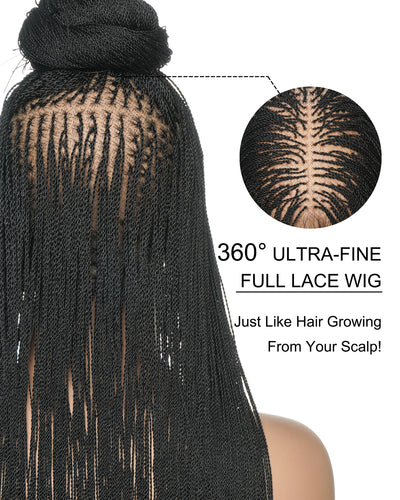 Mica - Micro Senegalese Twist Pre Bleached Swiss HD Full Lace Knotless Braids Wig 799 Strands