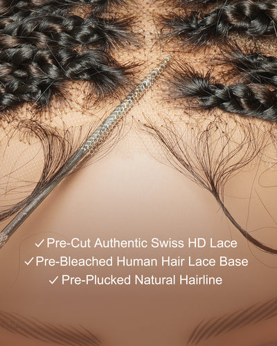 Amanda - Ultra-Dense Pre Bleached Swiss HD Lace Human Hair Curls Knotless Boho Box Braided Wig