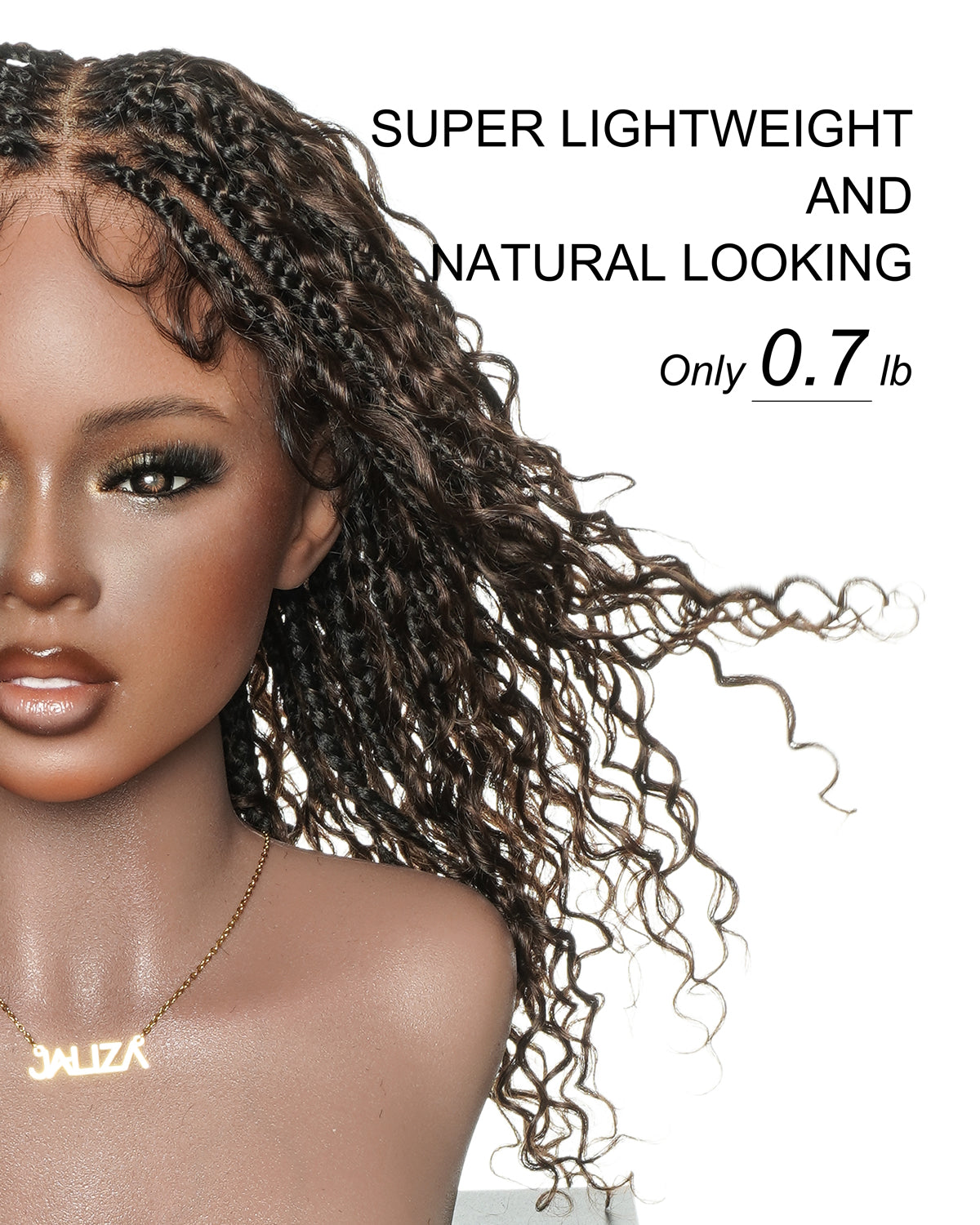 Nami - Drawstring Cap Glueless Water Wave Human Hair Curls Pre Bleached Swiss HD Full Lace Knotless Boho Box Braided Wig