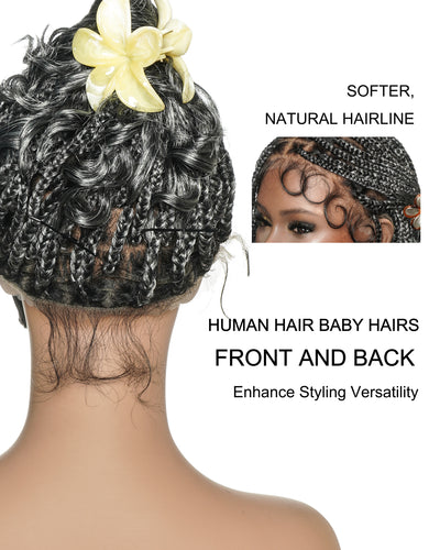 Nina - Short Pre Bleached Swiss HD Full Lace Knotless Box Braided Wig With Human Hair Curly Ends