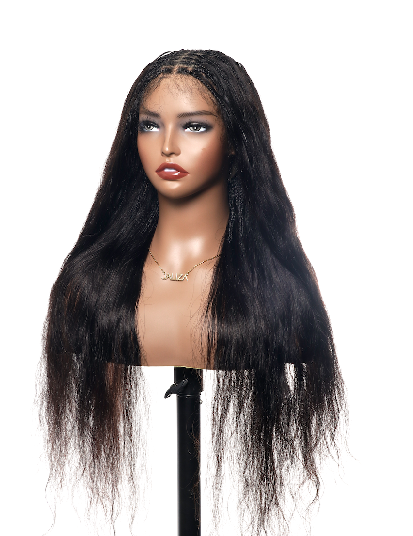Bora Bora Human Hair Curls Boho Box Braided Wig Pre Bleached HD Full Lace 26" Extra Full 121 Strands