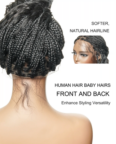 Nina - Short Pre Bleached Swiss HD Full Lace Knotless Box Braided Wig With Human Hair Curly Ends