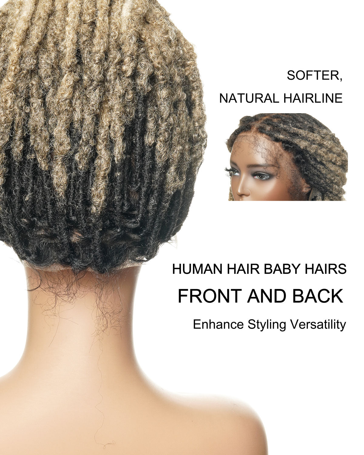 18" Soft And Distressed Faux Locs Pre Bleached Swiss HD Full Lace Wig