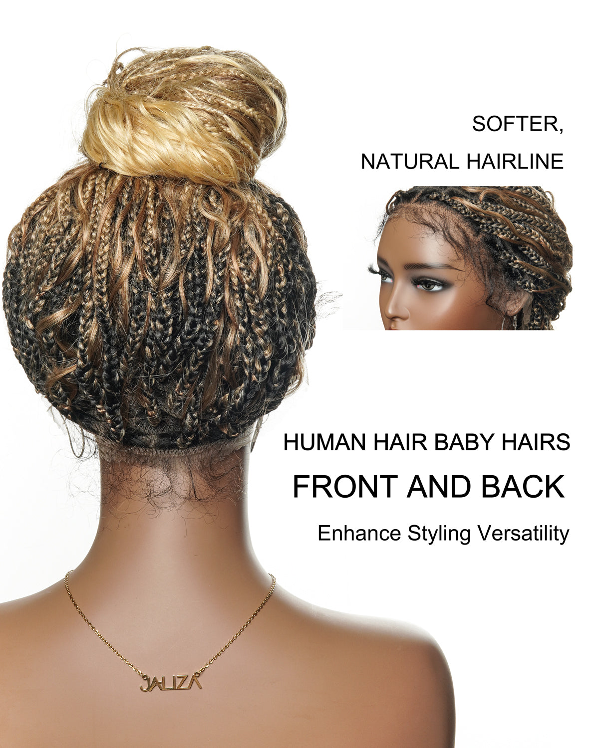 Wavina - 24 Inches Wavy Box Braids with Human Hair Cascading Boho Waves Boho Box Braided Wig