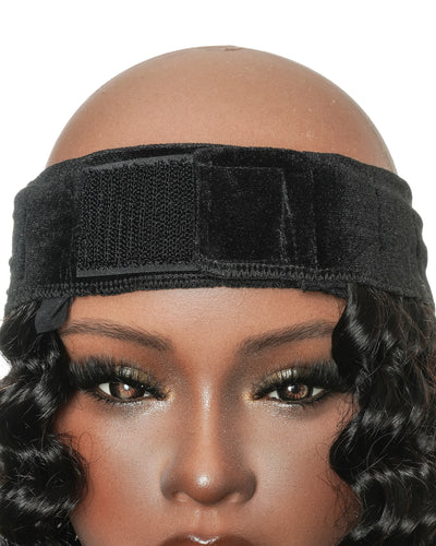 12" Glueless 100% Human Hair Headband Piece With Beanie