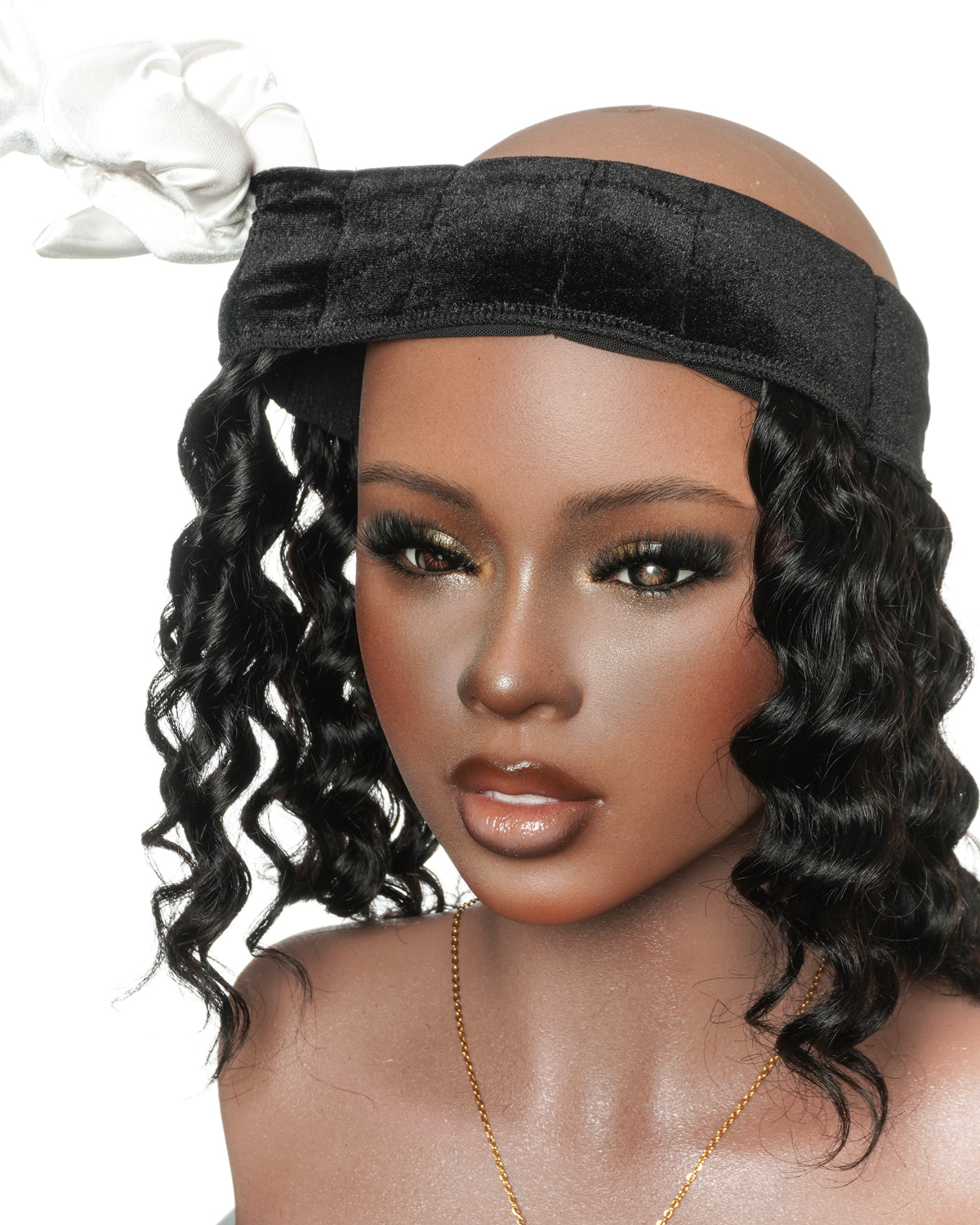 12" Glueless 100% Human Hair Headband Piece With Beanie