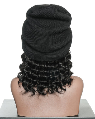 12" Glueless 100% Human Hair Headband Piece With Beanie