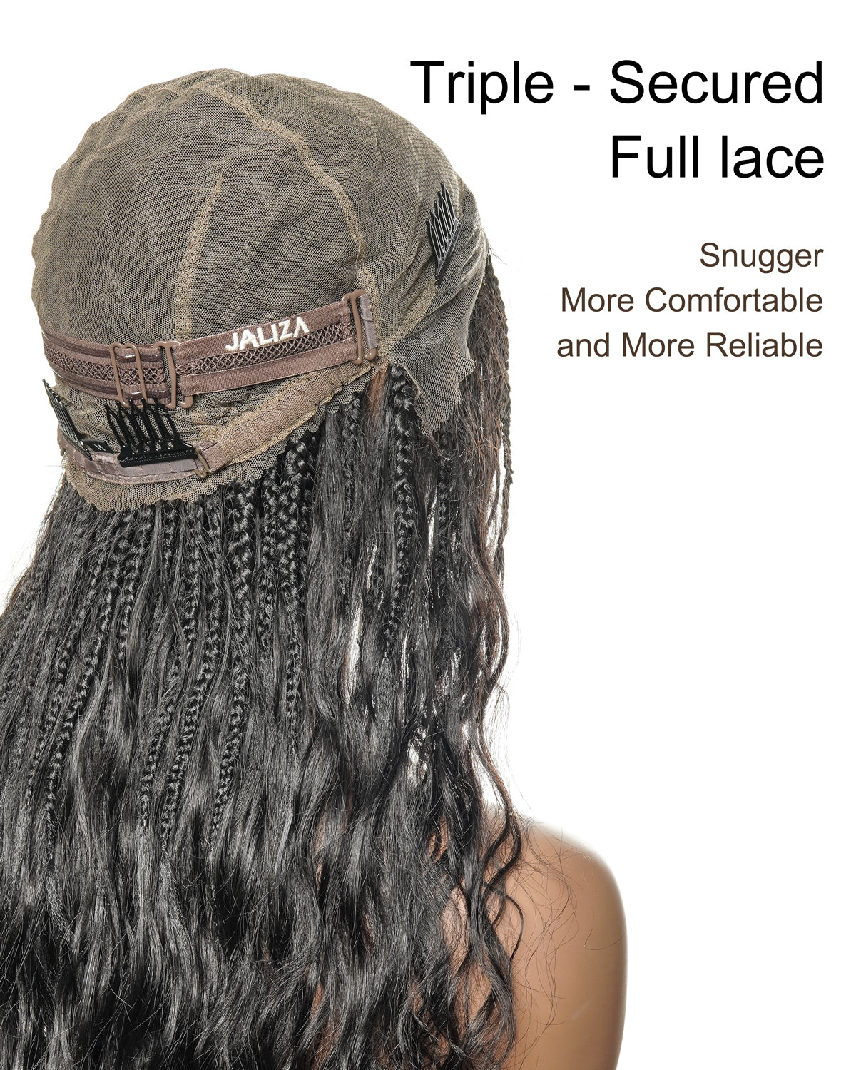 Michelle - Salon-Style Glueless Miracle Braided Wig Pre-Bleached Swiss HD Full Lace Boho Box Braids Bora Bora Human Hair Body Wave Curls