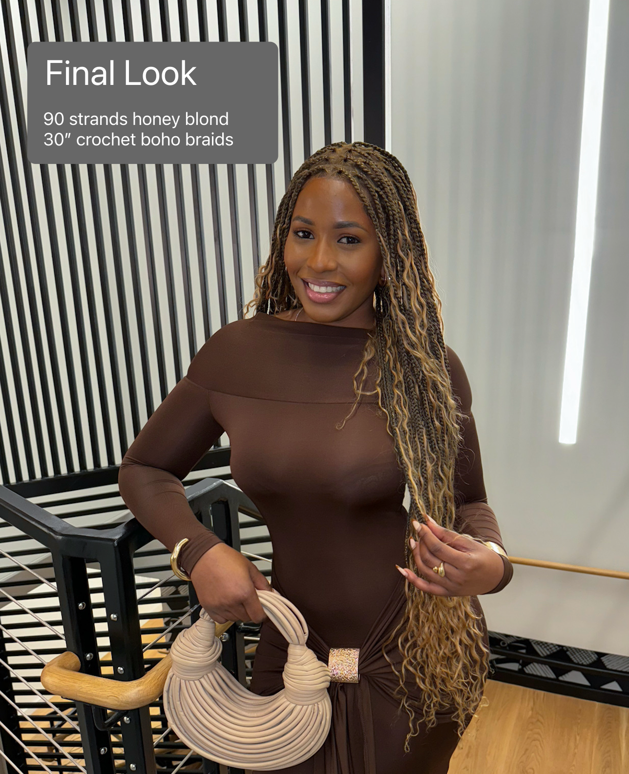 30" Pre Looped Human Hair Crochet Boho Braids 90 Strands/Pack (6 Boho Curls)