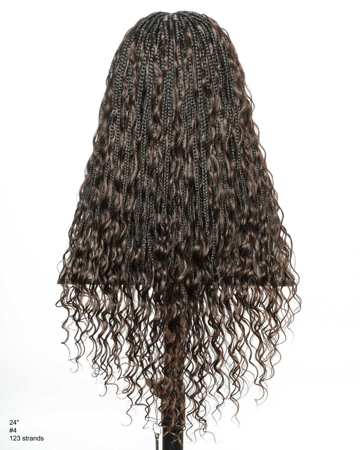 Kiki -  24" Pre Bleached Human Hair Lace Base Swiss HD Full Lace Human Hair Curls Boho Box Braided Wig