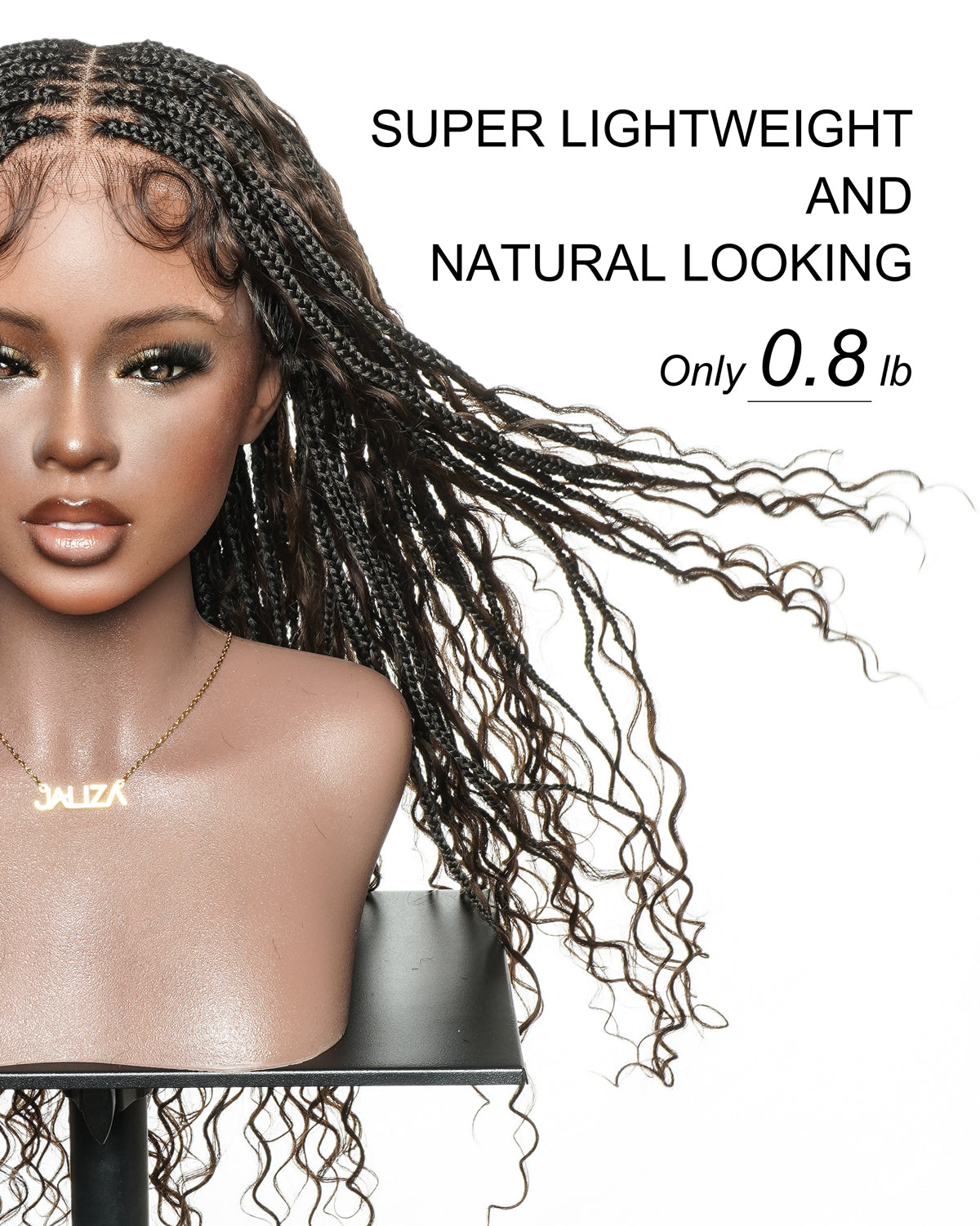 Kiki -  24" Pre Bleached Human Hair Lace Base Swiss HD Full Lace Human Hair Curls Boho Box Braided Wig