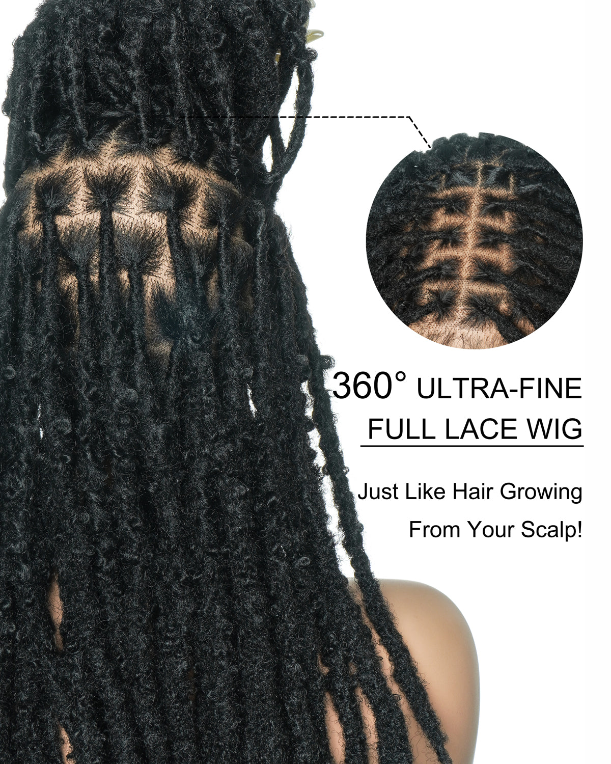 18" Soft And Distressed Faux Locs Pre Bleached Swiss HD Full Lace Wig
