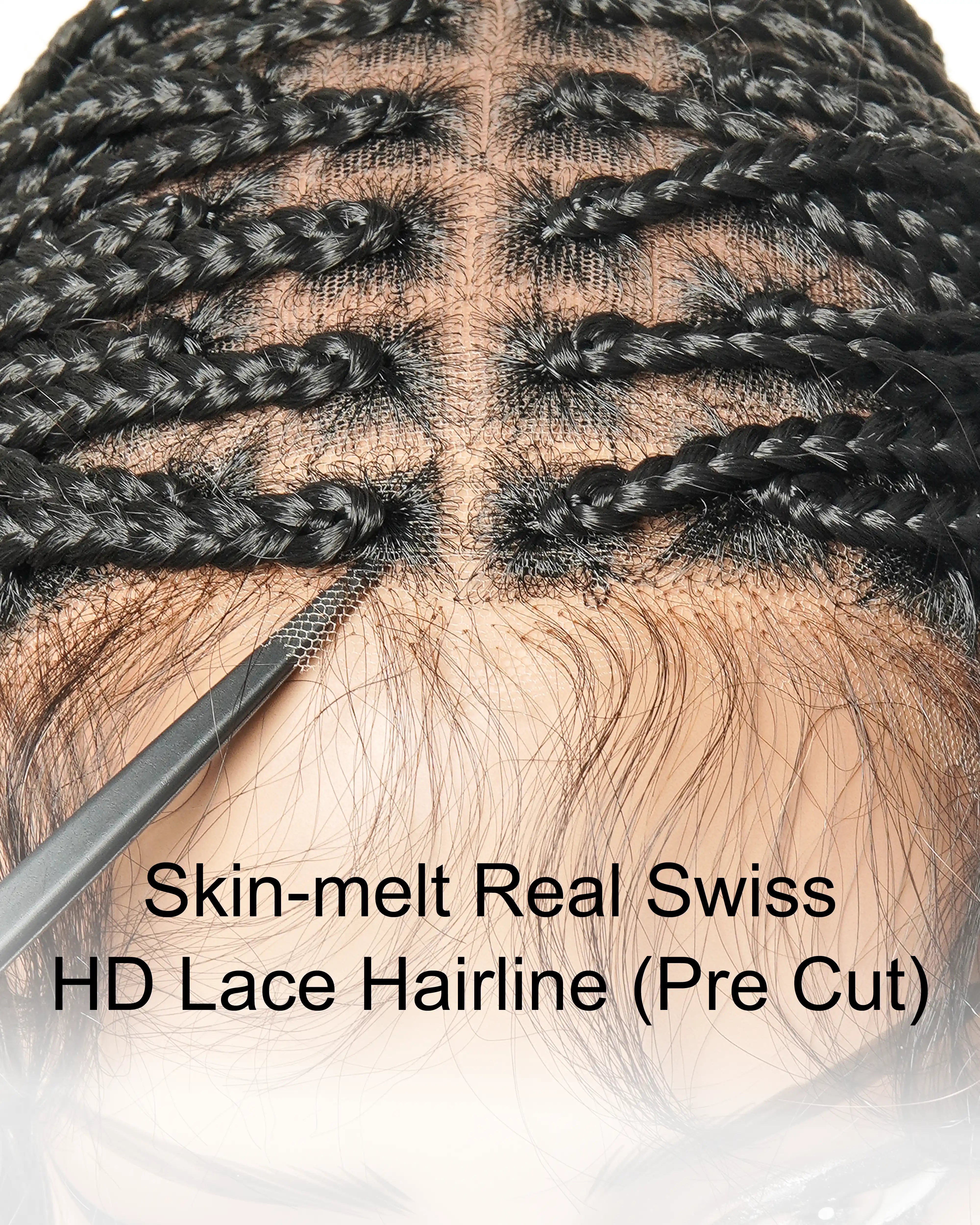 Glueless 24" Pre Cut HD Full Elastic Lace Box Braided Wig With Flat Roots