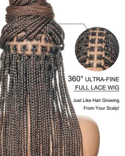 Kora - Pre Bleached Human Hair Lace Lightweight Knotless Swiss HD Lace Box Braided Wig 100 Strands