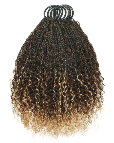 Ghost Loop™ Crochet Boho Braids With Water Wave Human Hair Curls