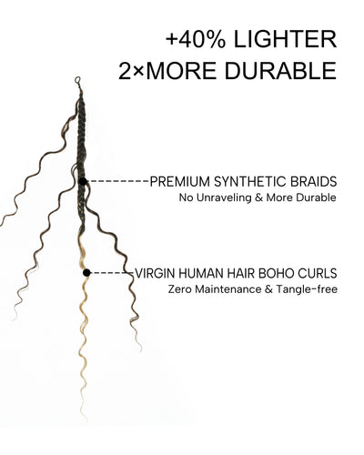 Ghost Loop™ Crochet Boho Braids With Water Wave Human Hair Curls