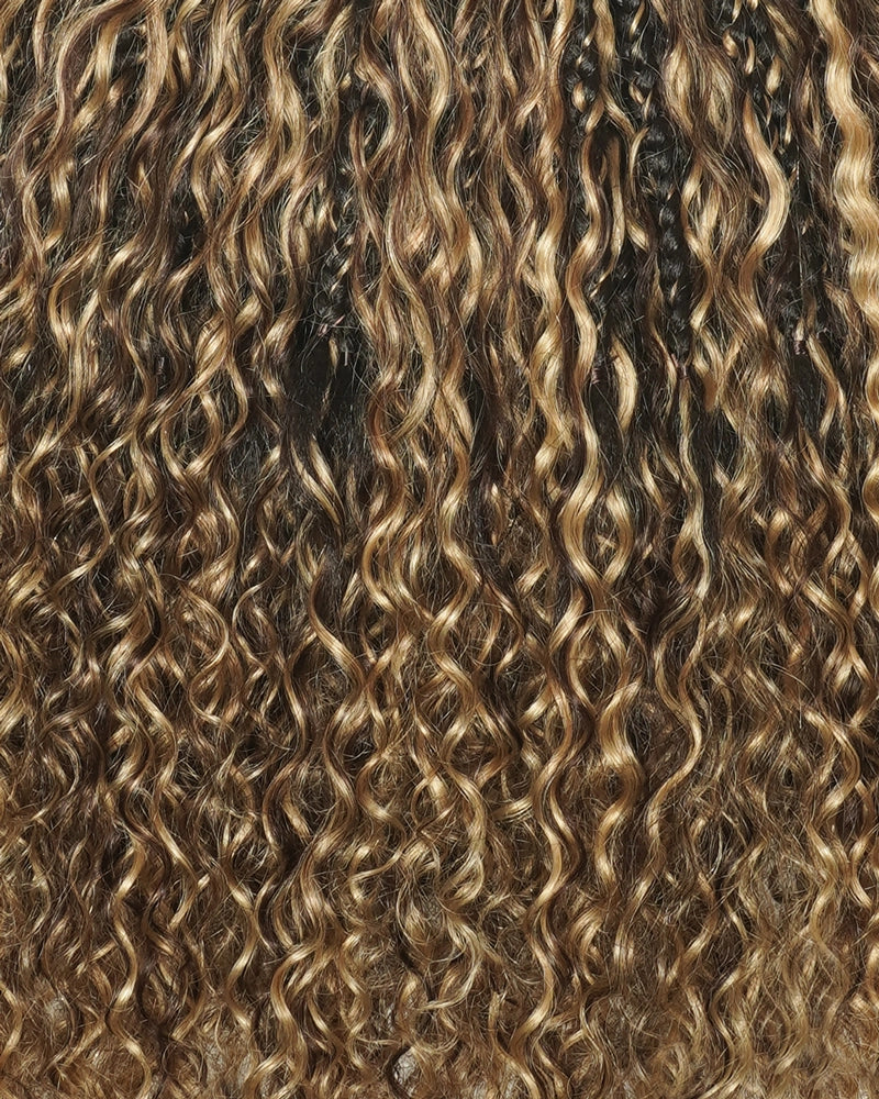 Ghost Loop™ Crochet Boho Braids With Water Wave Human Hair Curls