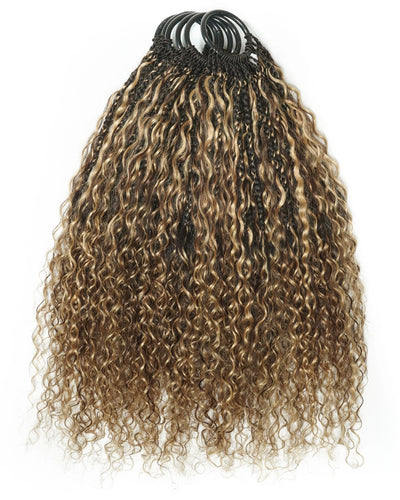 Ghost Loop™ Crochet Boho Braids With Water Wave Human Hair Curls