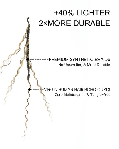 Ghost Loop™ Crochet Boho Braids With Water Wave Human Hair Curls