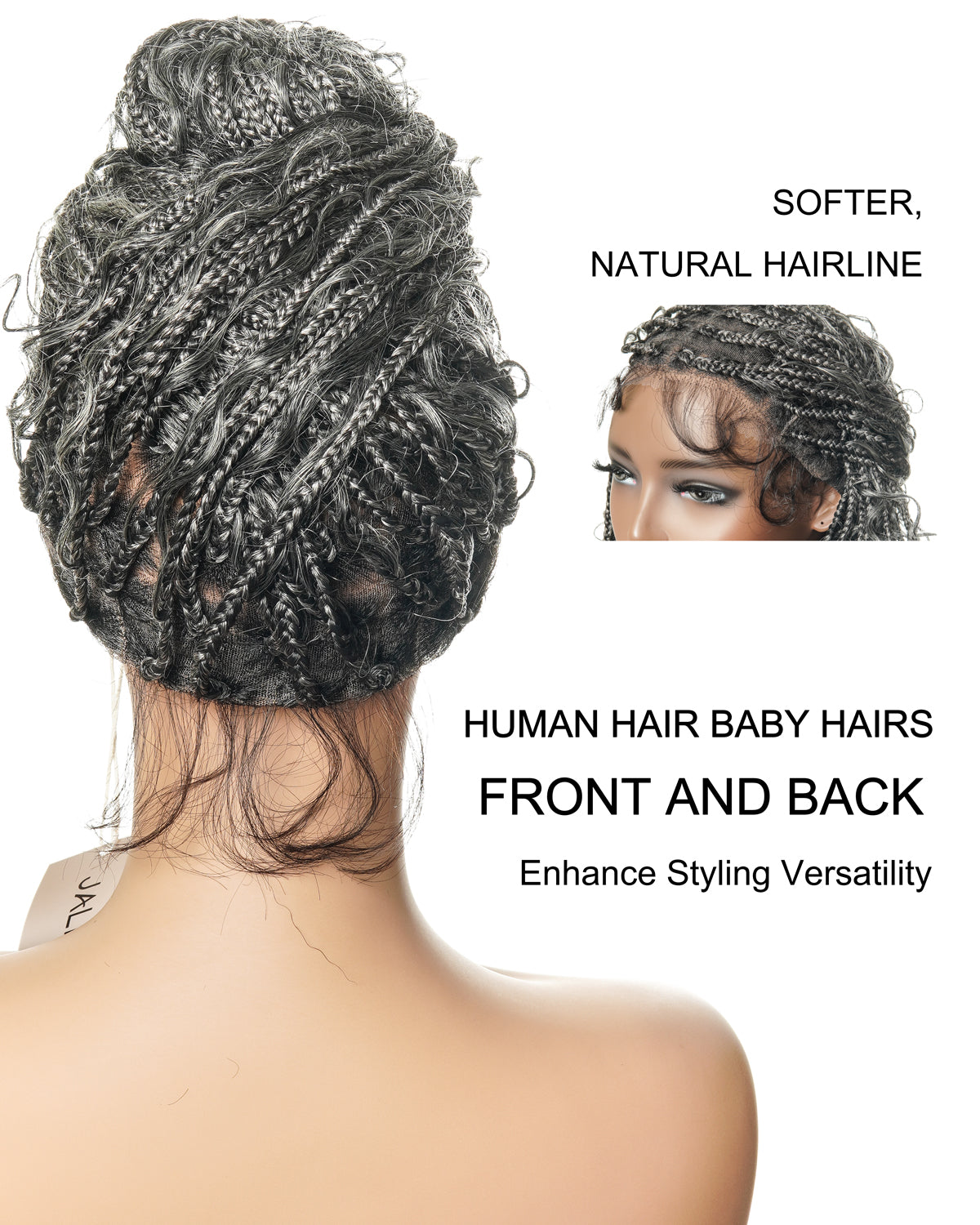 Coco - Glueless Salt & Pepper Boho Box Braided Wig